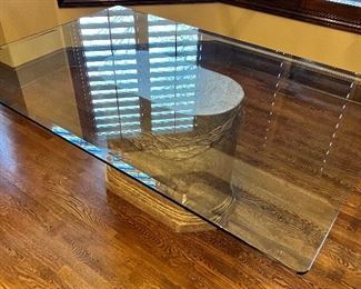 #43) - $200 Beveled glass table with resin base	72x48x28