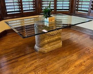 #43) - $200 Beveled glass table with resin base	72x48x28