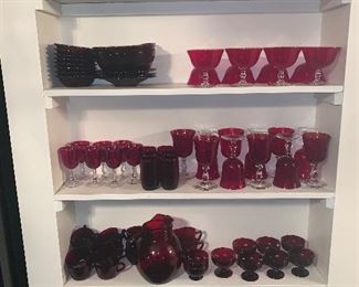 A large quantity of Ruby Red and Cranberry Glass - many lots 