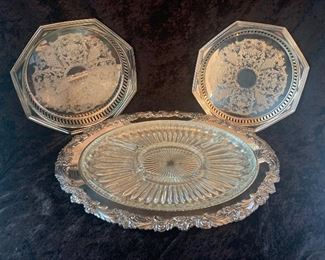 Silver Plate and Glass Entertaining Pieces Tableware Wedding 