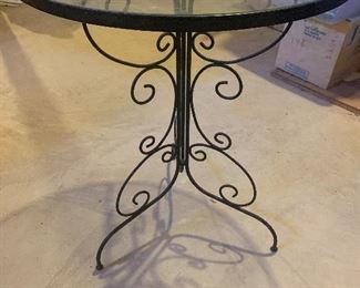 Round Glass Table Metal Base Scroll Ice Cream Table
