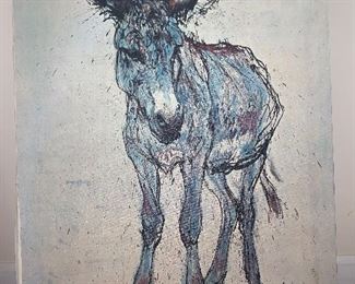 Fritz Rudolf Lithograph Canvas Print Donkey Hug