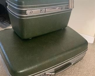 Vintage American Tourister Hardcase Suitcases Olive Green