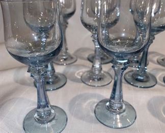 ONE American Stemware Crystal Princeton Blue Wine Glass Goblet