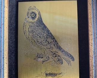 The Hawk Owl Etching Art