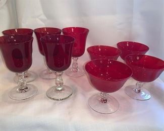 Red and clear vintage glass