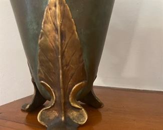 Bronzr Vase with Copper leaf supports