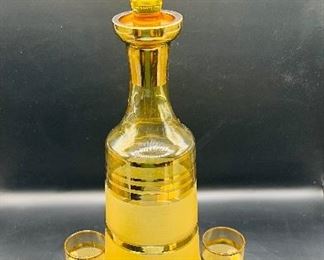 Vtg Czech Bohemian Crystal Decanter with 6 glasses