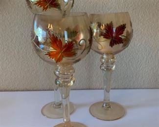 Autumn Decor Tall Stemmed Goblet Candle Holders