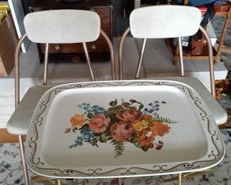 Vintage Tray Table and Cosco Folding Chairs