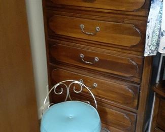 Vintage Henry Link Dresser and Turquoise Vanity Stool