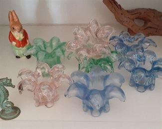 Murano Glass Candle Holders.        Royal Doulton Peter Rabbit