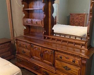Dresser with hutch and mirror