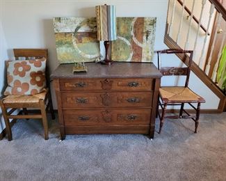 VINTAGE MARBLE TOP 3 DRAWER DRESSER