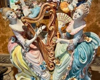 Large Capodimonte ceramic sculpture w/ 4 figures