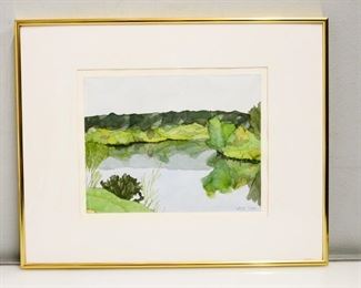 "Pond" Framed Watercolor Painted by Dick Stern