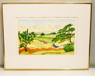 "Berteaux Farm Abstract" Watercolor Painting by Dick Stern