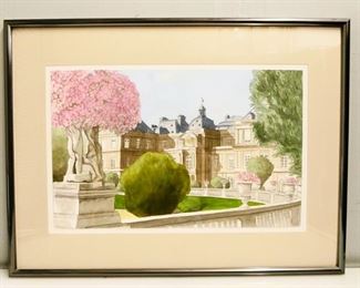 Large Framed Watercolor Painting by Dick Stern