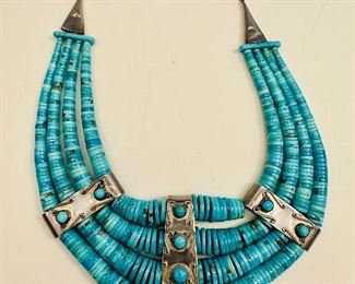 Navajo turquoise and silver necklace