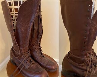Antique  early-mid 1900’s Leather Lace Up Aviator/Military/Equestrian Boots