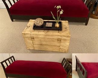 Antique Red Velvet Day Bed