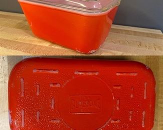 Vintage Glasbake  Red/Orange
Refrigerator/Casserole Dish with Lid