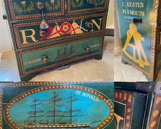 Handpainted Nautical 4 Drawer Chest
