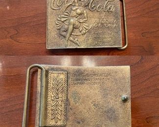 Vintage Coca Cola Creation San Francisco brass belt buckle 