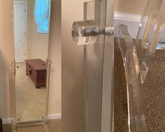 Vintage Acrylic/Lucite Swivel Floor Mirror 