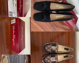 Size 10 AA Ferragamo Black Flats
Coach Logo Flats