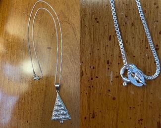 Sterling chain & Christmas Tree Pendant 