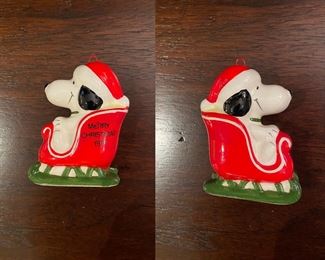 Merry Christmas 1978 Snoopy Ceramic Ornament 
