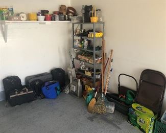 Garage items, Luggage, Folding Chairs