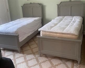 Twin Gray Wood Bed Frames, Mattresses,  and Box Springs