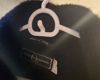 Bloomingdales double breasted ladies black wool coat