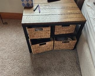 bed side table w baskets
