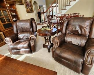 La-Z-Boy Leather Recliner Chairs with Nail Head Trim