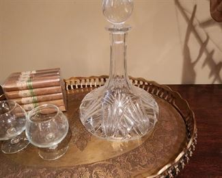 Brass Tray and Decanter