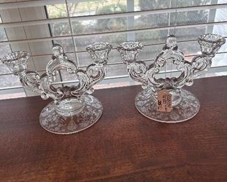 Cambridge Glass Rosepoint Candle holders 