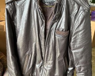 Members Only Leather Coat 1xl