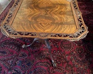 Fine Burl Walnut Claw Foot Table