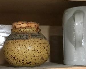 Pottery, Honey Pot, Vintage Lowenbrau Lion Munich Stoneware Beer Mugs