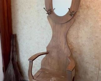 Antique hat rack with seat