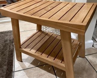 Teak bathroom stool