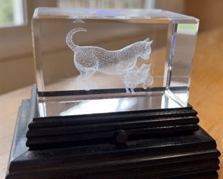 Etched glass with lighted base