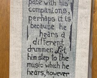 Batik with Thoreau quote signed by F. Mennen