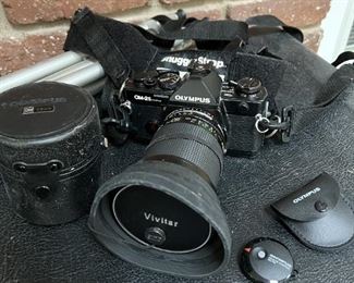 Olympus film camera with Vivitar zoom lens