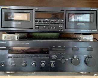 Onkyo dual cassette player/recorder and Yamaha stereo receiver