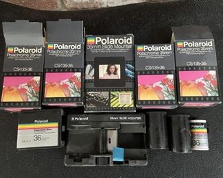 Polaroid film and slide mounter