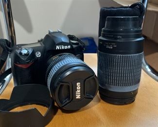 Nikon D70 film camera and zoom lens
